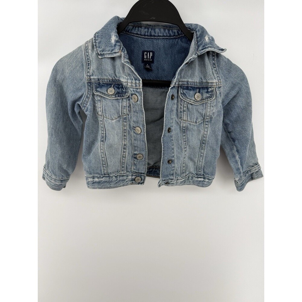 Gap Kids Jacket Girls 4T Blue Denim Jean Crop Medium Wash 100% Cotton